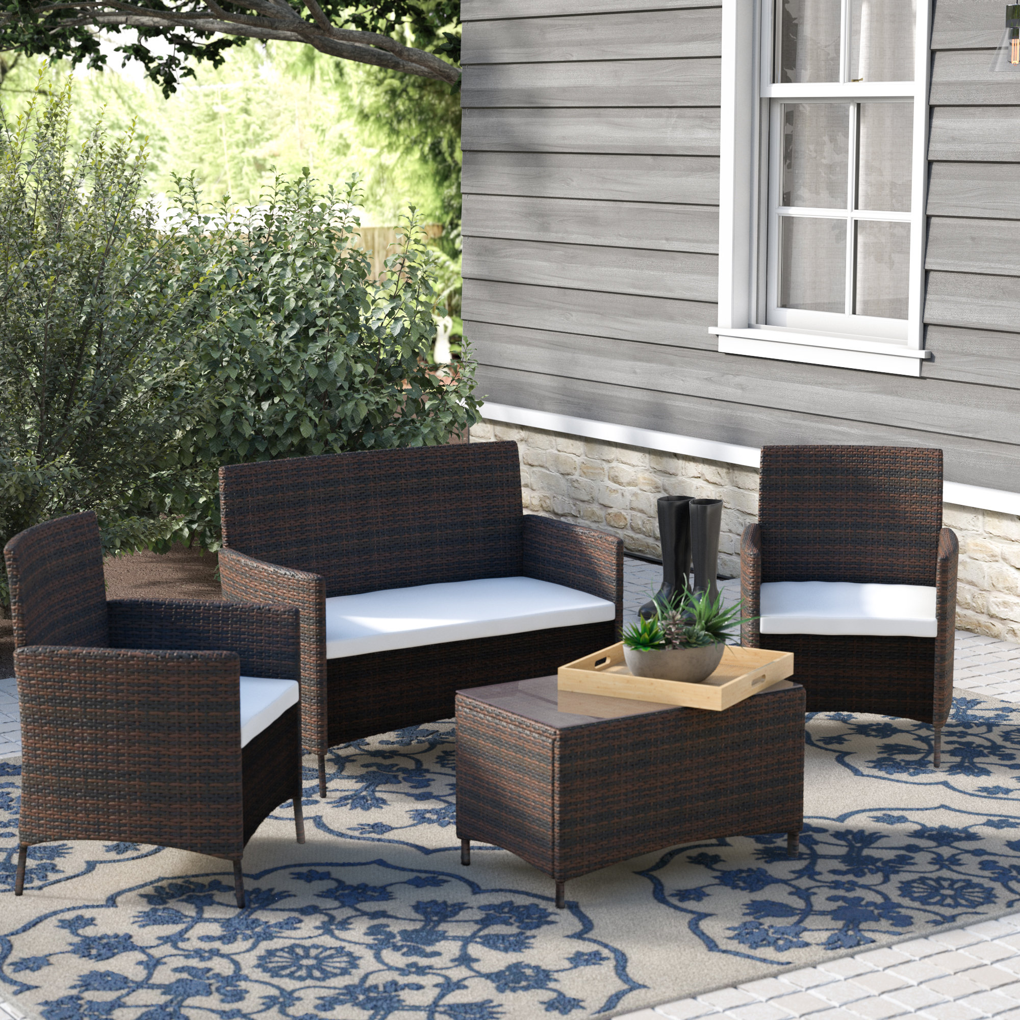Merax 4 Piece Rattan Sofa Seating Group With Cushions Reviews Merax 4 Piece Rattan Sofa Seating Group With Cushions Reviews Wayfair