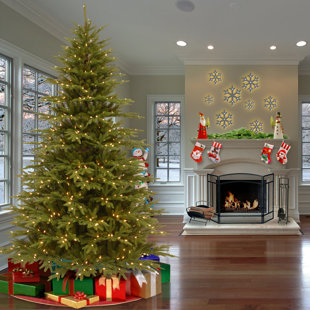 Feel Real Fraser Green Fir Trees Artificial Christmas Tree With 900 Incandescent Clear White Lights Feel Real Fraser Green Fir Trees Artificial Christmas Tree With 900 Incandescent Clear White Lights