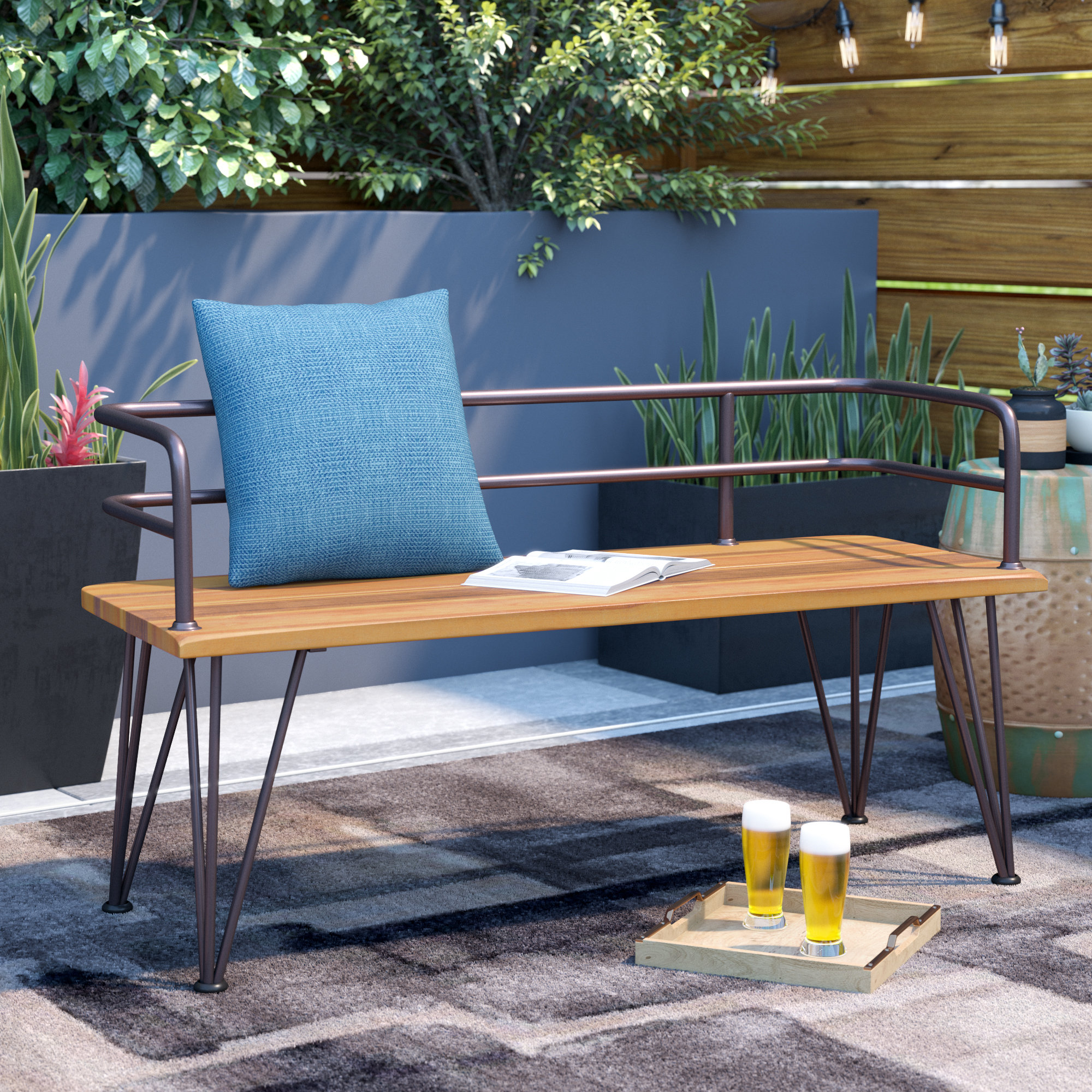 T Austin Design Guyapi Outdoor Wood Garden Bench Reviews Wayfair