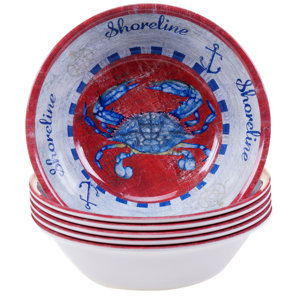 Maritime Melamine Crab All Purpose Bowl (Set of 6)