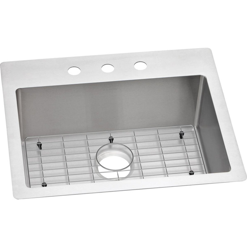 Elkay Crosstown 25 L X 22 W Dual Mount Kitchen Sink And Basin Rack Ectsr25229bg3 Crosstown 25 L X 22 W Dual Mount Kitchen Sink And Basin Rack With Grid