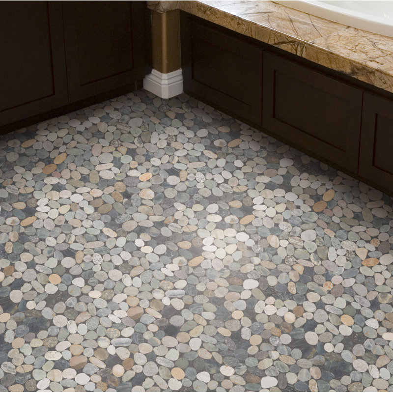 Pebble Tile Sliced Random Sized Natural Stone In Grey Sliced Random Sized Natural Stone Pebble Tile In Grey Blend