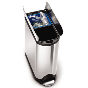 Steel 10.6 Gallon Step On Multi-Compartments Trash & Recycling Bin