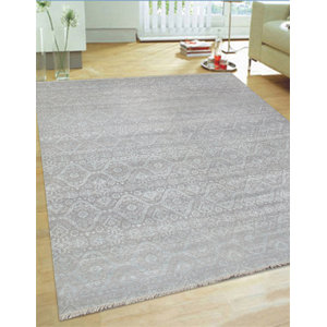 Hand-Knotted Wool and Rayon from Bamboo Silk Area Rug