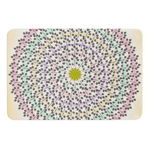 Leafy Watercolor Mandala by Famenxt Bath Mat