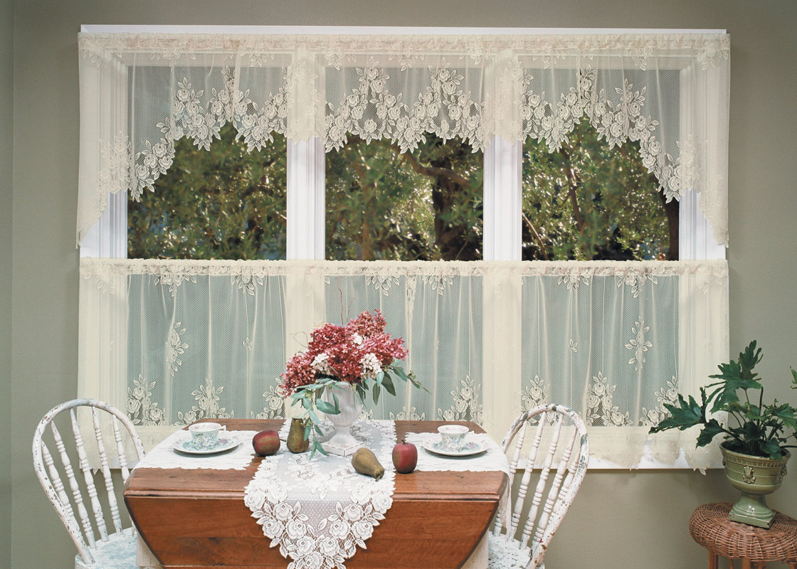 Heritage Lace Tea Rose Swag Tier Curtain & Reviews Wayfair
