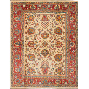 One-of-a-Kind Castellanos Hand Knotted Wool Cream Area Rug