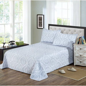 Floral Austere 3 Piece Reversible Coverlet Set