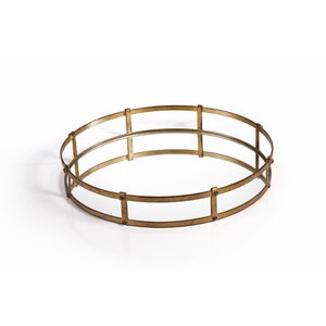 Round Antiqued Gold Serving Tray