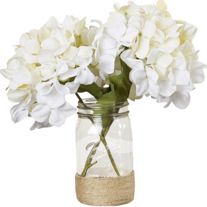 Sugarmill Silk Hydrangea Bouquet in Rope Embellished Mason Jar
