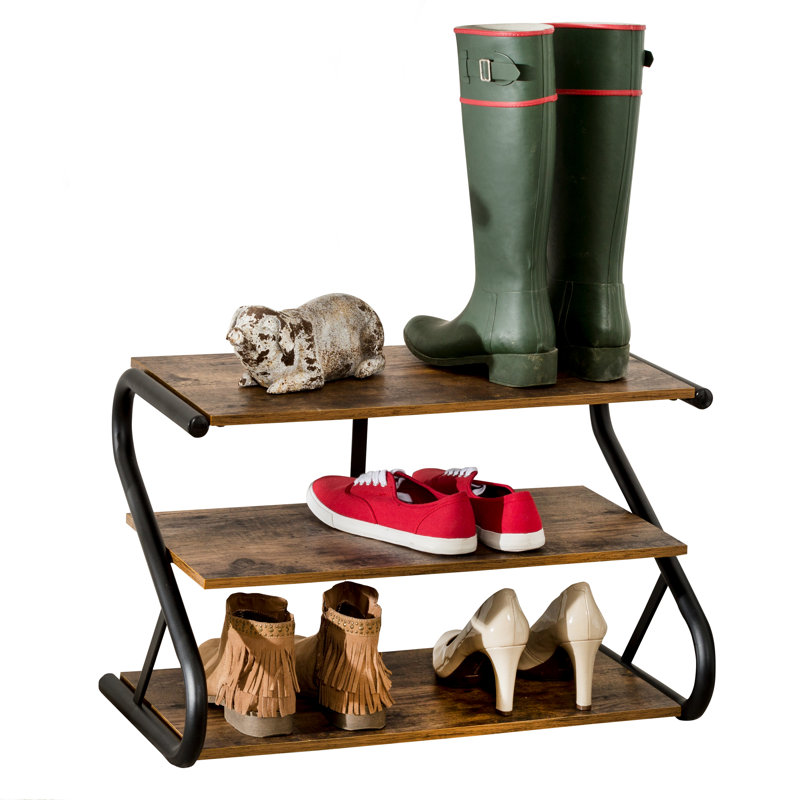 Rustic Z Frame 3 Level 9 Pair Shoe Rack Reviews Joss Main