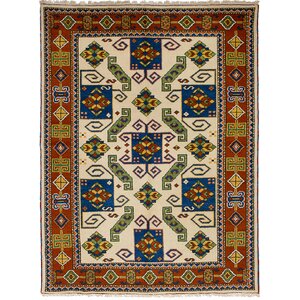 Lesa Hand-Knotted Wool Cream Oriental Area Rug