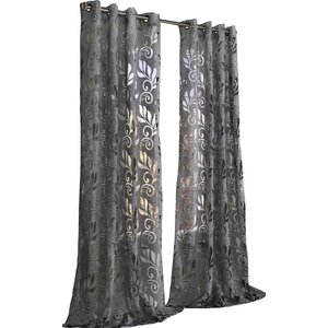 Nature/Floral Semi-Sheer Grommet Single Curtain Panel