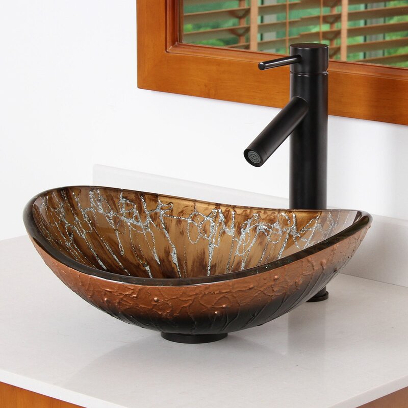 Elite Hand Painted Boat Oval Vessel Bathroom Sink & Reviews | Wayfair