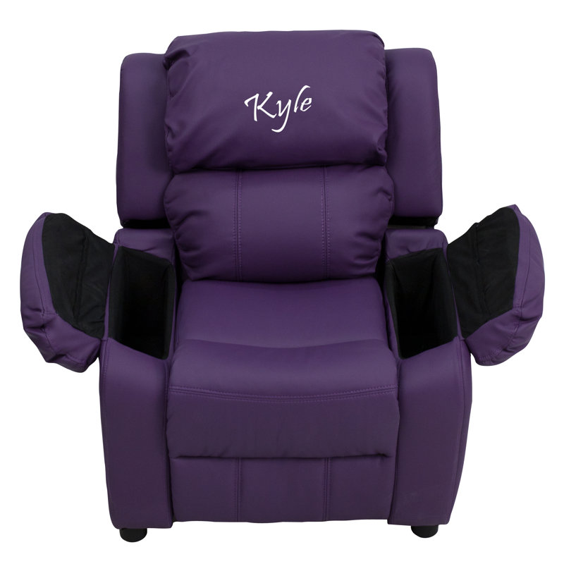 Flash Furniture Deluxe Contemporary Personalized Kids Recliner with Storage Compartment