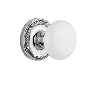 White Porcelain Privacy Door Knob with Rope Rosette