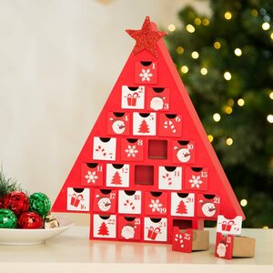 Wooden Tree Count Down Advent Calendar with Drawer