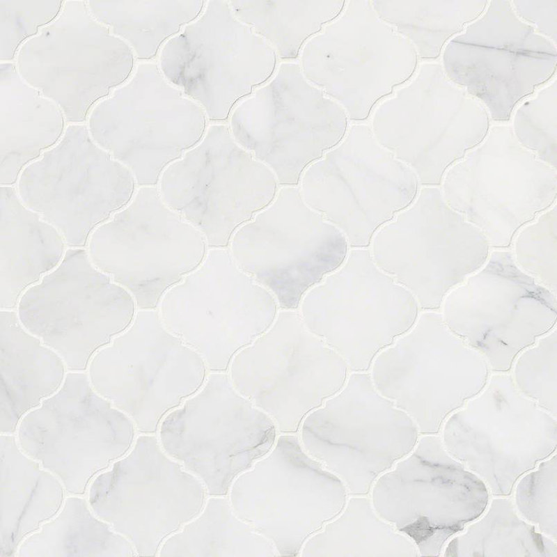 Msi Calacatta Cressa Arabesque Honed Marble Mosaic Tile In White Calacatta Cressa Arabesque Honed Marble Mosaic Tile In White