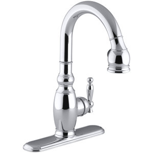 Kohler Vinnata Single-Hole or Three-Hole Kitchen Sink Faucet with Pull-Down 15-1/8