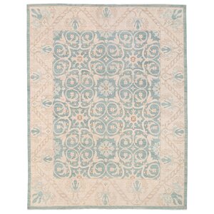 Vegetable Dye Hand-Knotted Teal Area Rug
