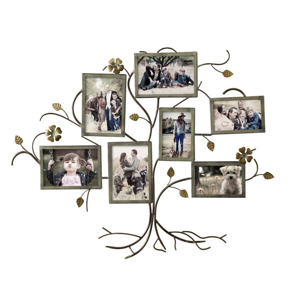 Family Tree Picture Frame Wall Hanging red barrel studio 7 opening decorative bronze-color iron family Family Tree Picture Frame Wall Hanging red barrel studio 7 opening decorative bronze-color iron family