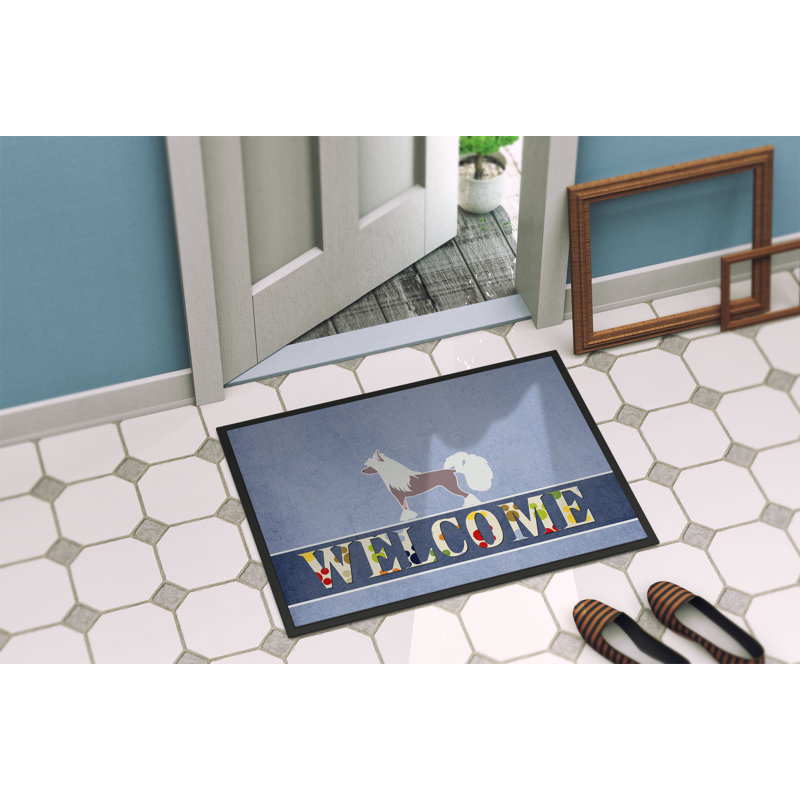 East Urban Home Chinese Crested Welcome 27 In X 18 In Non Slip Outdoor Door Mat Wayfair