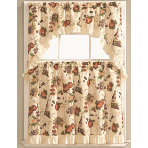 Bouzy Fruit Orchard 3 Piece Kitchen Curtain Set (Set of 3)