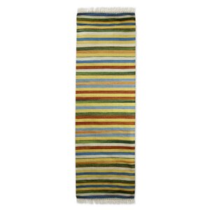 Dhurrie Modern Striped Handmade Yellow/Green Area Rug