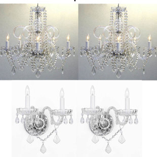 Chandelier Wall Sconce Wayfair Littell 4 Piece Candle Style Chandelier And Wall Sconce Set