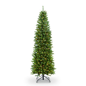 Pre-lit Fraser Pencil 4.5' Green Fir Artificial Christmas Tree with 150 Clear Lights with Stand