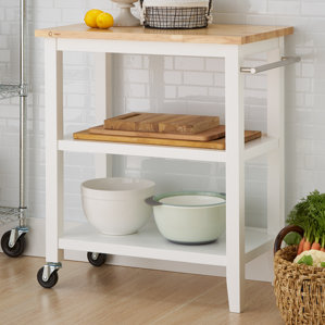 Raabe Kitchen Cart with Wood Top by An..