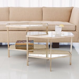Hexagon 2 Piece End Table Set by Global Views