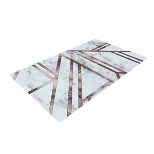 Dark Marble Mosaic Digital Geometric Gray Area Rug