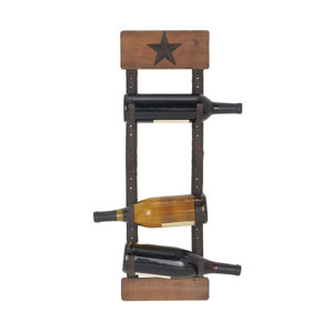Berene Rustic Wood and Iron 6-Bottle Wall Mounted Wine Bottle Rack by Loon Peak