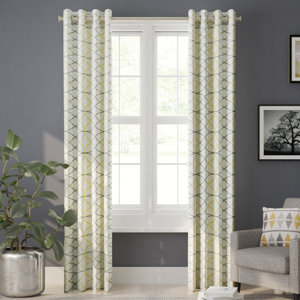 Deandra Geometric Semi-Sheer Grommet Curtain Panels (Set of 2)
