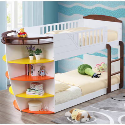 Zoomie Kids Crewkerne Twin Over Bunk Bed With Storage Shelves Crewkerne Twin Over Bunk Bed With Storage Shelves