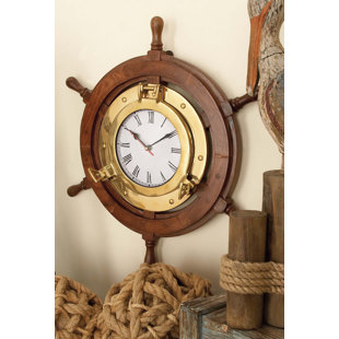 Large Oak Wall Clocks You Ll Love Wayfair Ship Wheel 18 Wall Clock