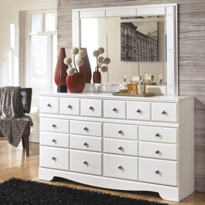 Carrabassett 6 Drawer Double Dresser with Mirror by Beachcrest Home