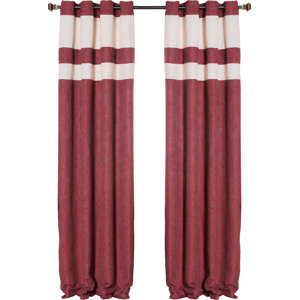 Heavyweight Striped Semi-Sheer Grommet Curtain Panels (Set of 2)
