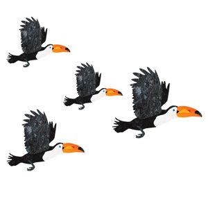 4 Piece Flying Toucan Bird Wall Decal Set