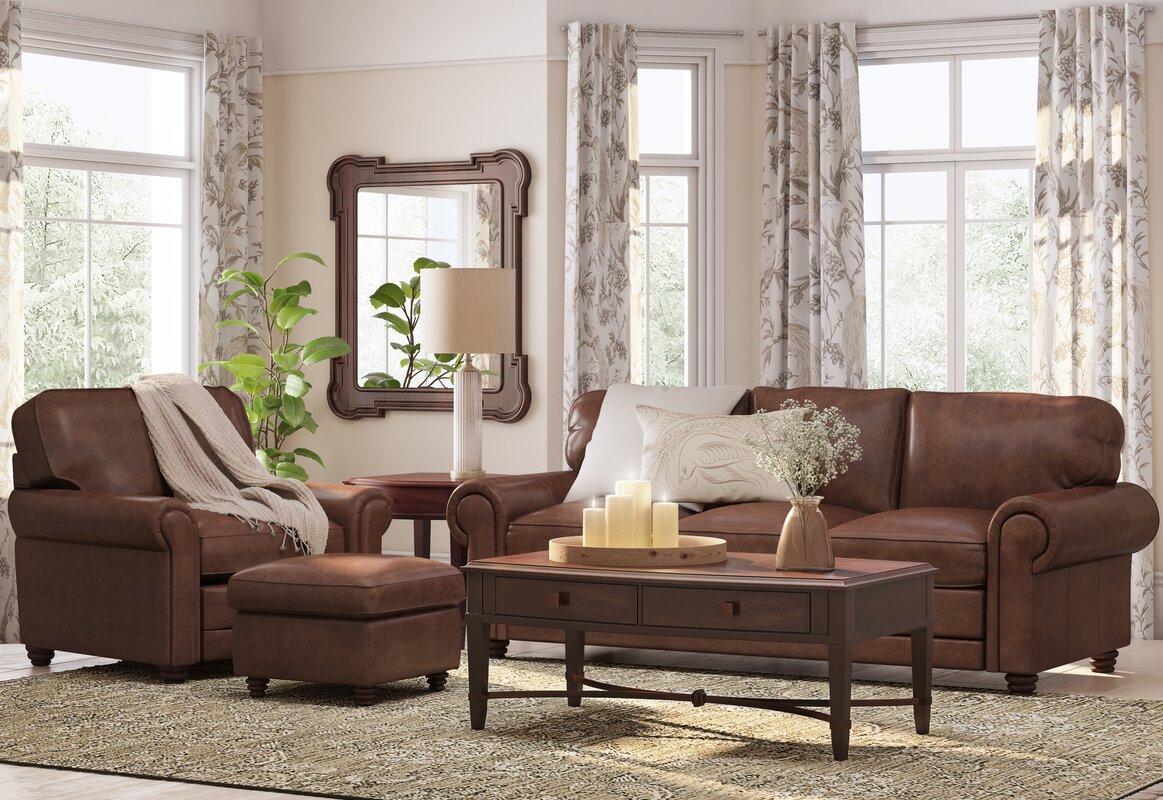 canora grey clairsville leather sofa
