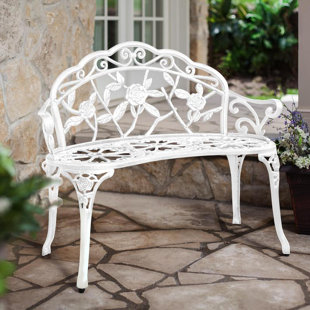 White Cast Iron Garden Bench Wayfair Encanto Rose Cast Iron And Aluminum Garden Bench