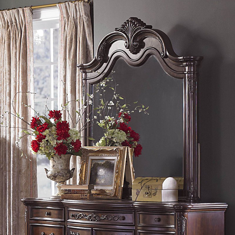 Astoria Grand Chalus Crowned Top Dresser Mirror Reviews Wayfair Chalus Crowned Top Dresser Mirror
