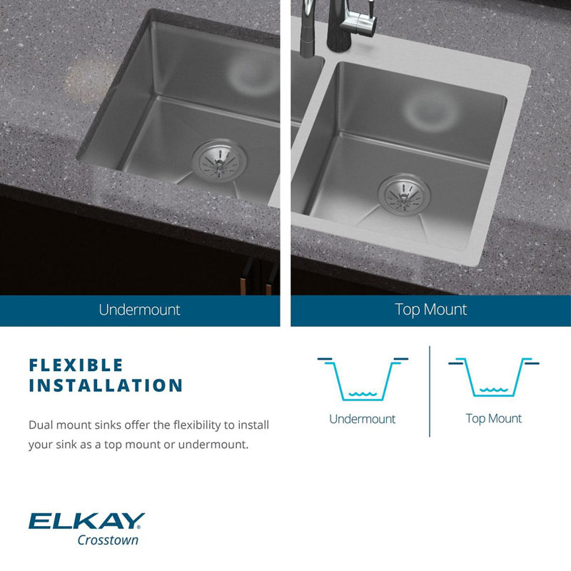 Elkay Crosstown 33 L X 22 W Undermount Drop In Kitchen Sink With Crosstown 33 L X 22 W Undermount Drop In Kitchen Sink With