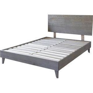 Alayna Industrial Barnwood Platform Bed Frame & Headboard