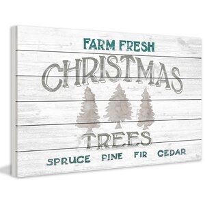 'Christmas Fresh Trees' Textual Art on Wood