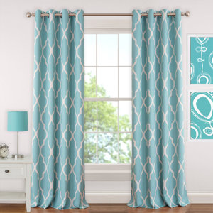 Emery Juvenile Geometric Blackout Grommet Single Curtain Panel
