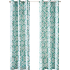 Torino Geometric Room Darkening Grommet Curtain Panels (Set of 2)