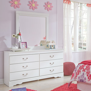 Kurt 6 Drawer Wood Double Dresser with Mirror by Harriet Bee