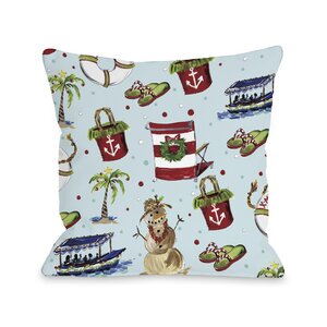 Beach Christmas Throw Pillow